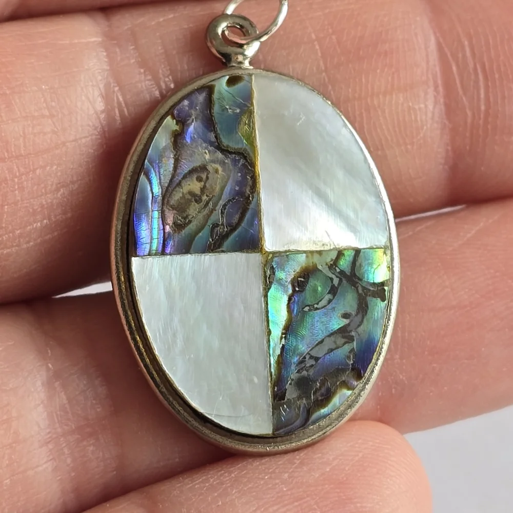 Vintage Pendant Southwestern style charm mother of pearl shell boho